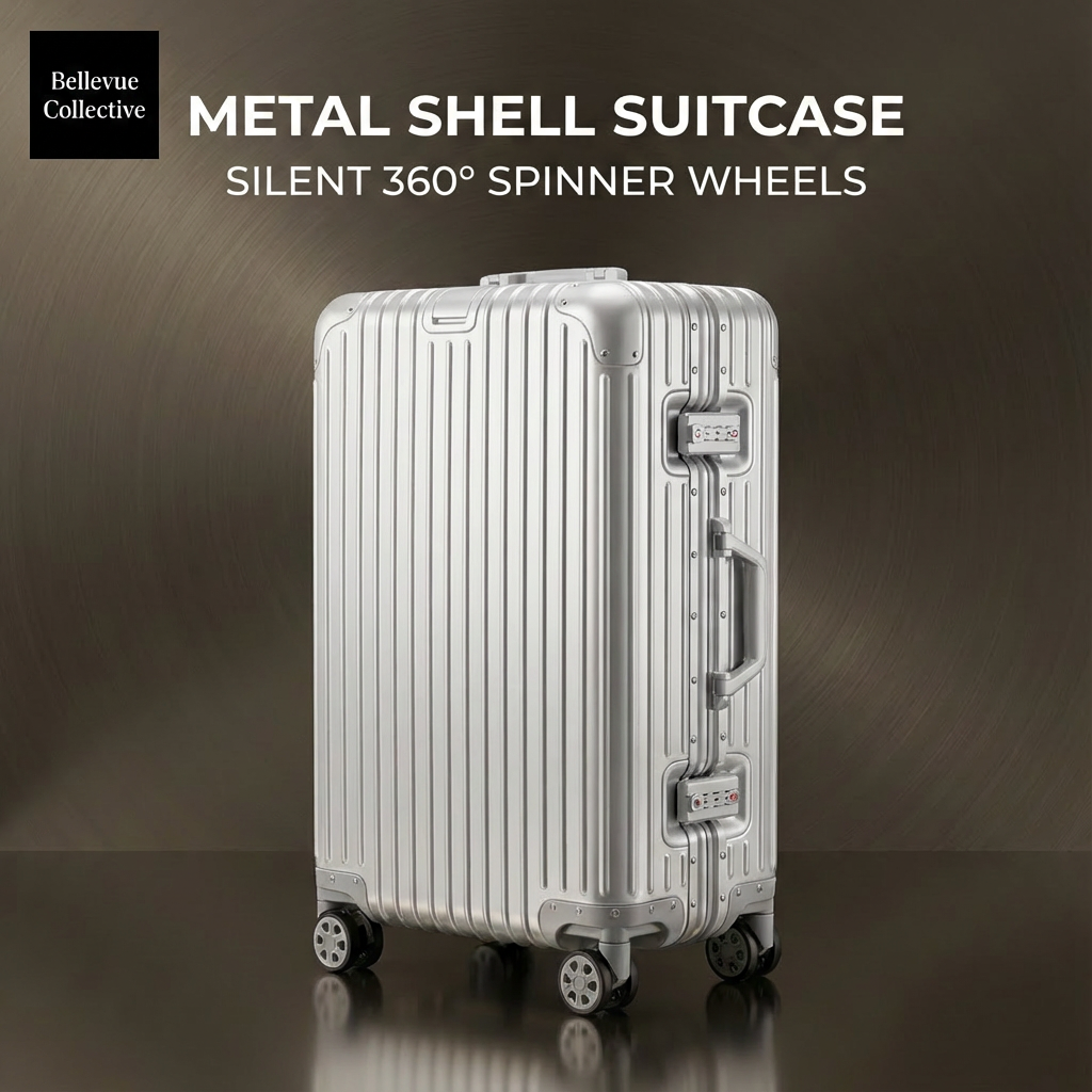 Hard Shell Suitcase with Silent 360° Spinner Wheels, Aluminum-Magnesium Alloy, Reinforced Corners & Travel Organizer Interior (20–29 in)