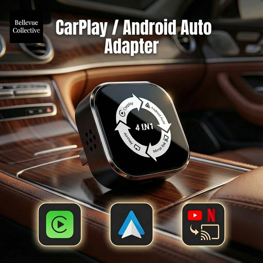 Wireless CarPlay & Android Auto Adapter (4-in-1 + Phone Mirroring + Screen Cast)