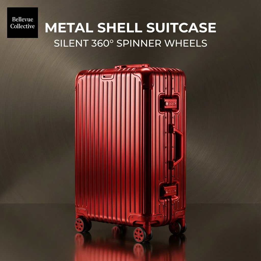 Hard Shell Suitcase with Silent 360° Spinner Wheels, Aluminum-Magnesium Alloy, Reinforced Corners & Travel Organizer Interior (20–29 in)