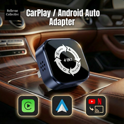Wireless CarPlay & Android Auto Adapter (4-in-1 + Phone Mirroring + Screen Cast)