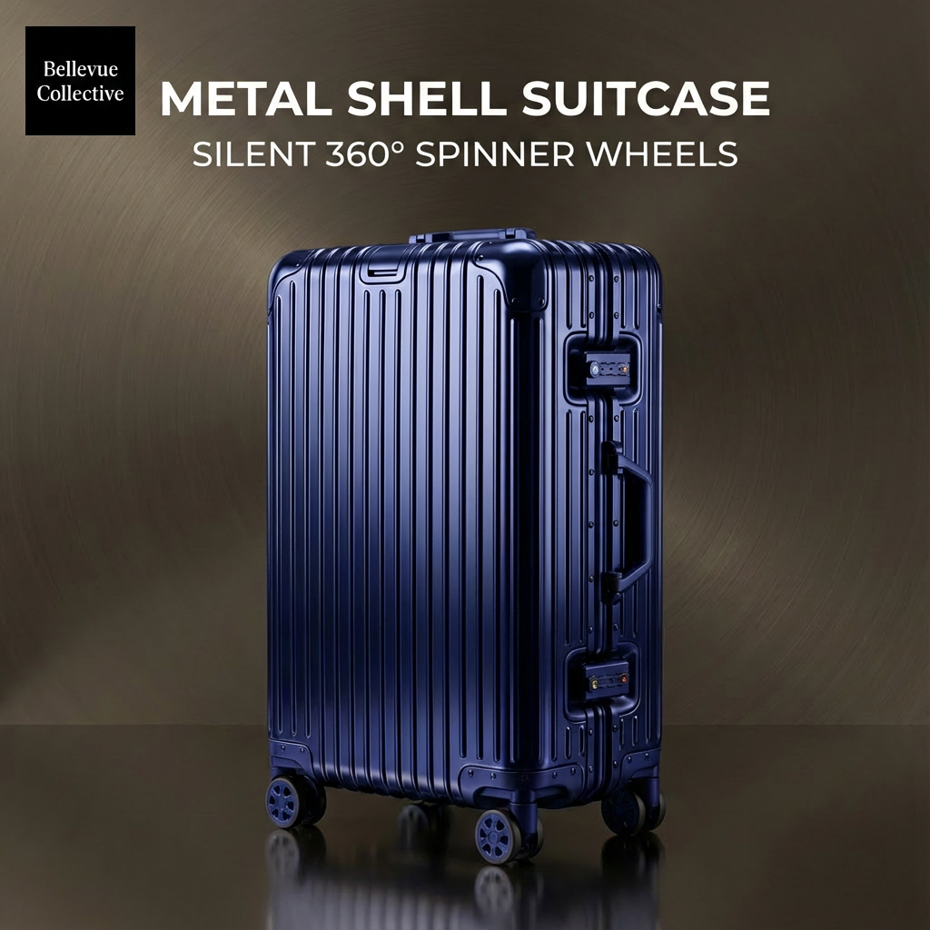 Hard Shell Suitcase with Silent 360° Spinner Wheels, Aluminum-Magnesium Alloy, Reinforced Corners & Travel Organizer Interior (20–29 in)