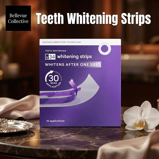 Purple Teeth Whitening Strips – Color-Correcting Strips for Yellow Tones, Instant Brightening Look, 14-Day Kit