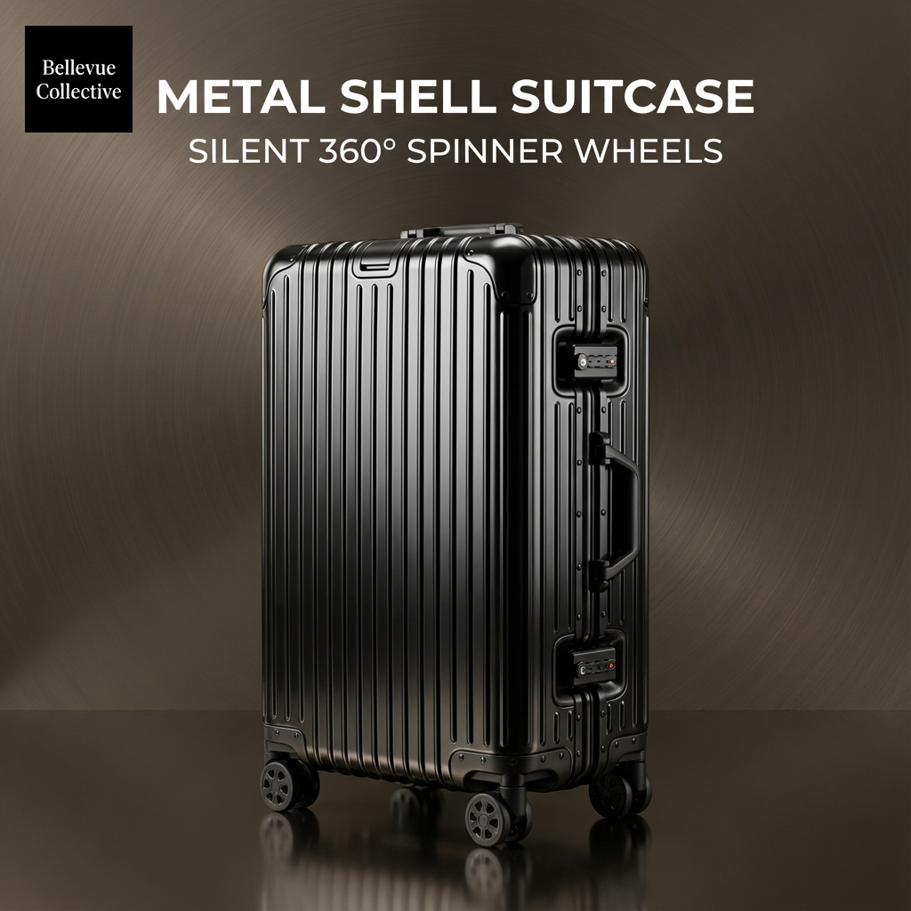 Hard Shell Suitcase with Silent 360° Spinner Wheels, Aluminum-Magnesium Alloy, Reinforced Corners & Travel Organizer Interior (20–29 in)