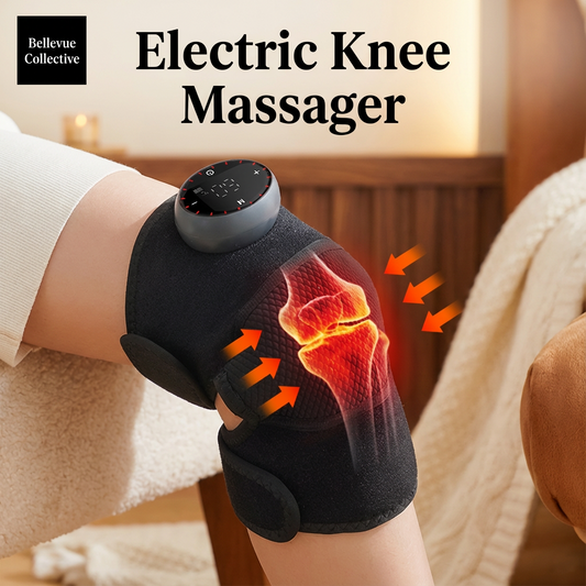 Electric Knee Massager – Self-heating(40–60°C), Far Infrared Heat + 5 Vibration Modes, Type-C Rechargeable, Adjustable Fit (Knee/Elbow/Shoulder)