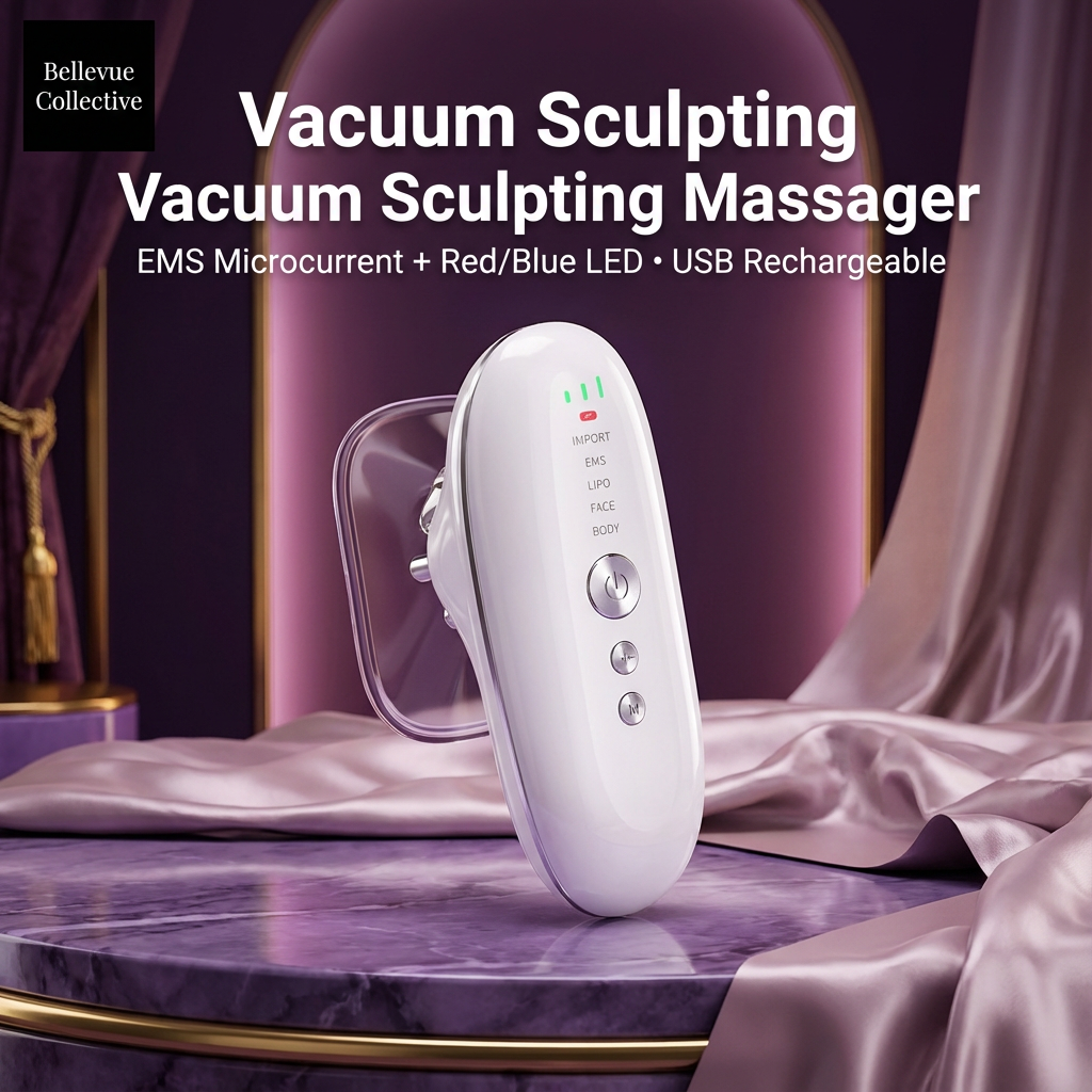 Body & Face Sculpting Massager w/ EMS Microcurrent + Red/Blue Light + Negative-pressure Liposuction(USB Rechargeable)