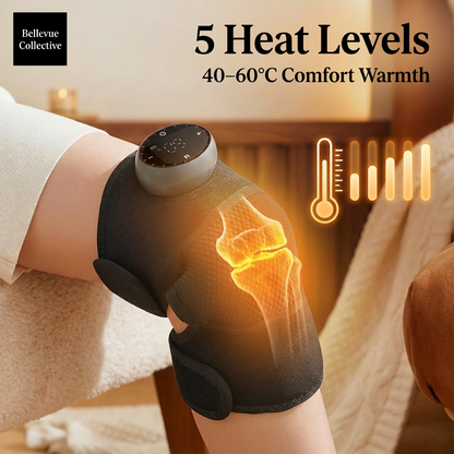 Electric Knee Massager – Self-heating(40–60°C), Far Infrared Heat + 5 Vibration Modes, Type-C Rechargeable, Adjustable Fit (Knee/Elbow/Shoulder)