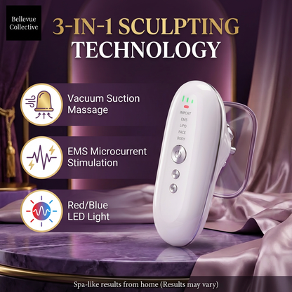 Body & Face Sculpting Massager w/ EMS Microcurrent + Red/Blue Light + Negative-pressure Liposuction(USB Rechargeable)