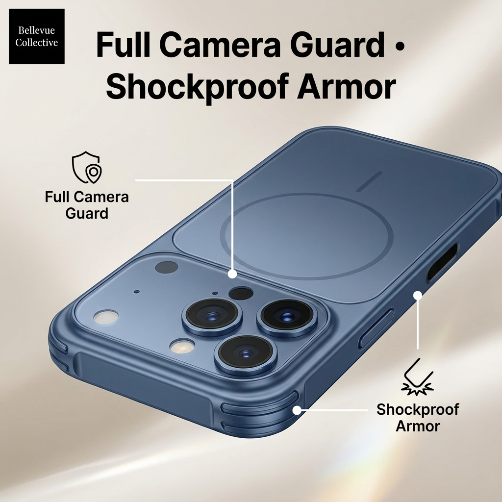 MagSafe Magnetic Frosted Glass Armor Case w/ Full Camera Protector for iPhone 17 Pro Max / 17 Pro / 17 Air – Slim Matte Shockproof Cover