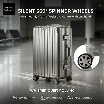 Hard Shell Suitcase with Silent 360° Spinner Wheels, Aluminum-Magnesium Alloy, Reinforced Corners & Travel Organizer Interior (20–29 in)