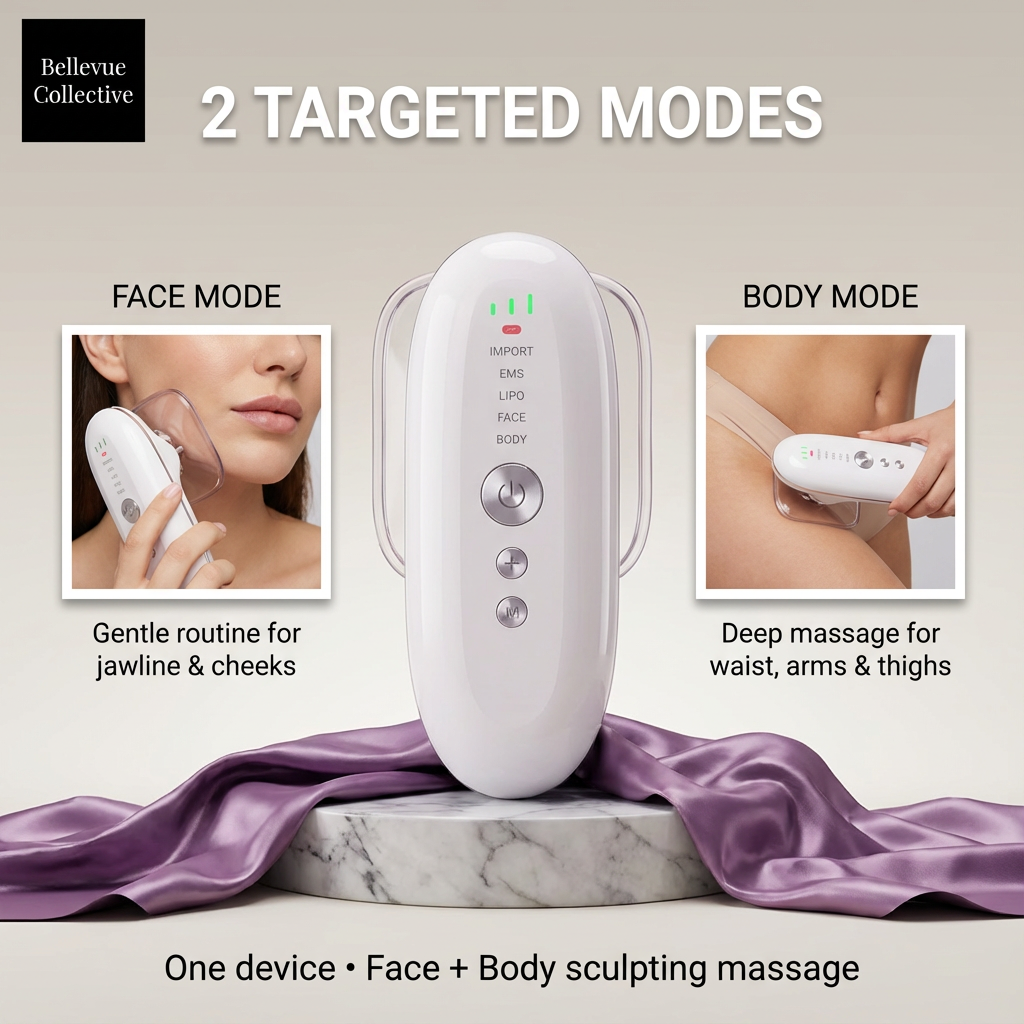 Body & Face Sculpting Massager w/ EMS Microcurrent + Red/Blue Light + Negative-pressure Liposuction(USB Rechargeable)