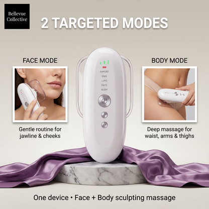 Body & Face Sculpting Massager w/ EMS Microcurrent + Red/Blue Light + Negative-pressure Liposuction(USB Rechargeable)