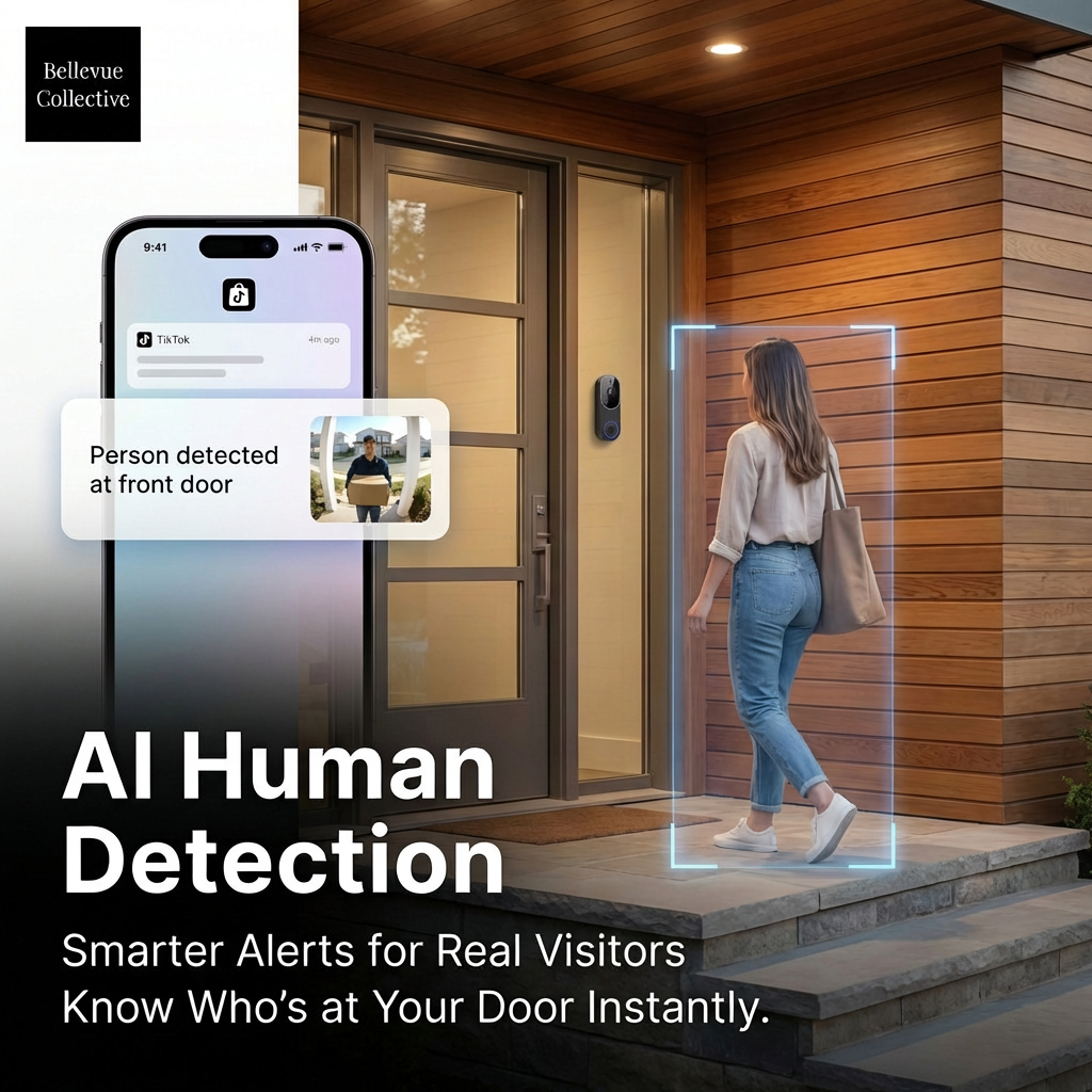 AI Detection Doorbell Camera, Night Vision, Two-Way Audio, Cloud Storage for Outdoor Security