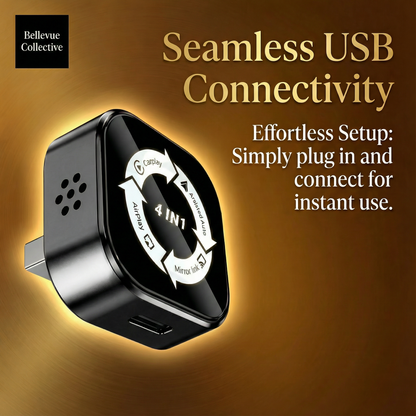 Wireless CarPlay & Android Auto Adapter (4-in-1 + Phone Mirroring + Screen Cast)