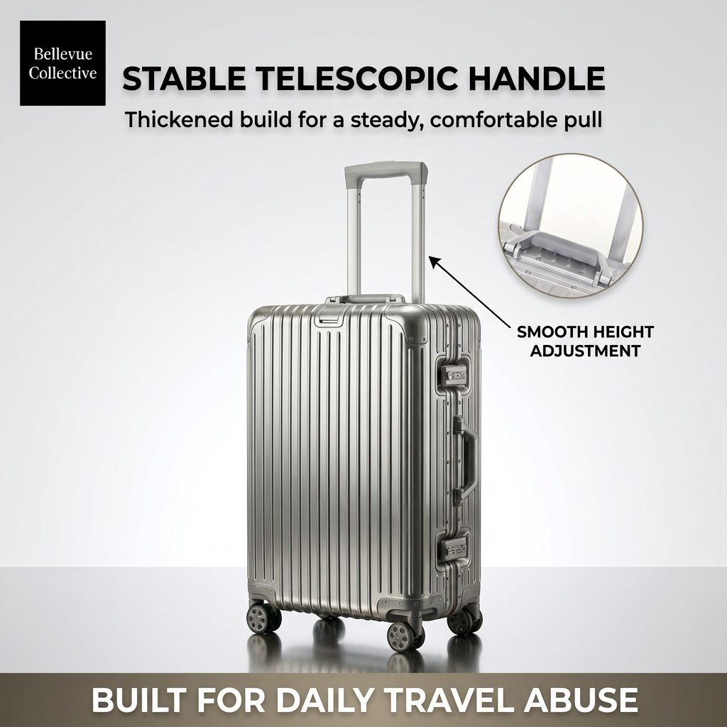 Hard Shell Suitcase with Silent 360° Spinner Wheels, Aluminum-Magnesium Alloy, Reinforced Corners & Travel Organizer Interior (20–29 in)