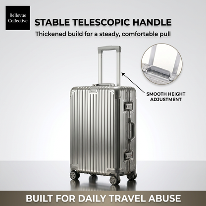 Hard Shell Suitcase with Silent 360° Spinner Wheels, Aluminum-Magnesium Alloy, Reinforced Corners & Travel Organizer Interior (20–29 in)