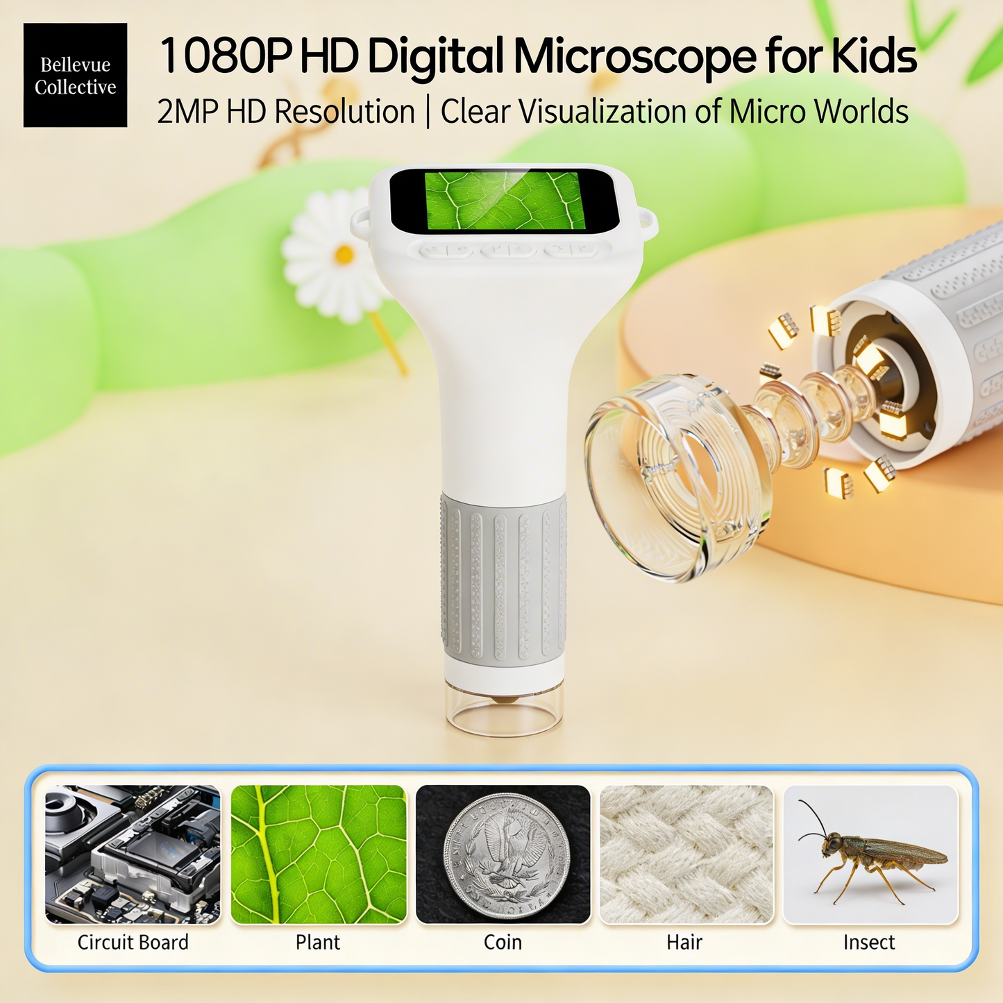 Kids Digital Microscope with Screen | Rechargeable STEM Science Explorer