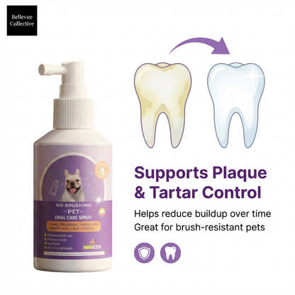 No-Brush Pet Dental Spray for Dogs & Cats (50ml) | Fresh Breath + Plaque & Tartar Control | Tea, Licorice & Mint Extract
