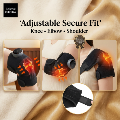 Electric Knee Massager – Self-heating(40–60°C), Far Infrared Heat + 5 Vibration Modes, Type-C Rechargeable, Adjustable Fit (Knee/Elbow/Shoulder)