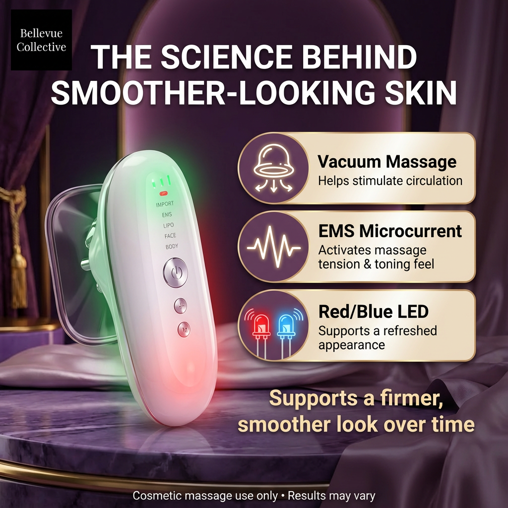 Body & Face Sculpting Massager w/ EMS Microcurrent + Red/Blue Light + Negative-pressure Liposuction(USB Rechargeable)