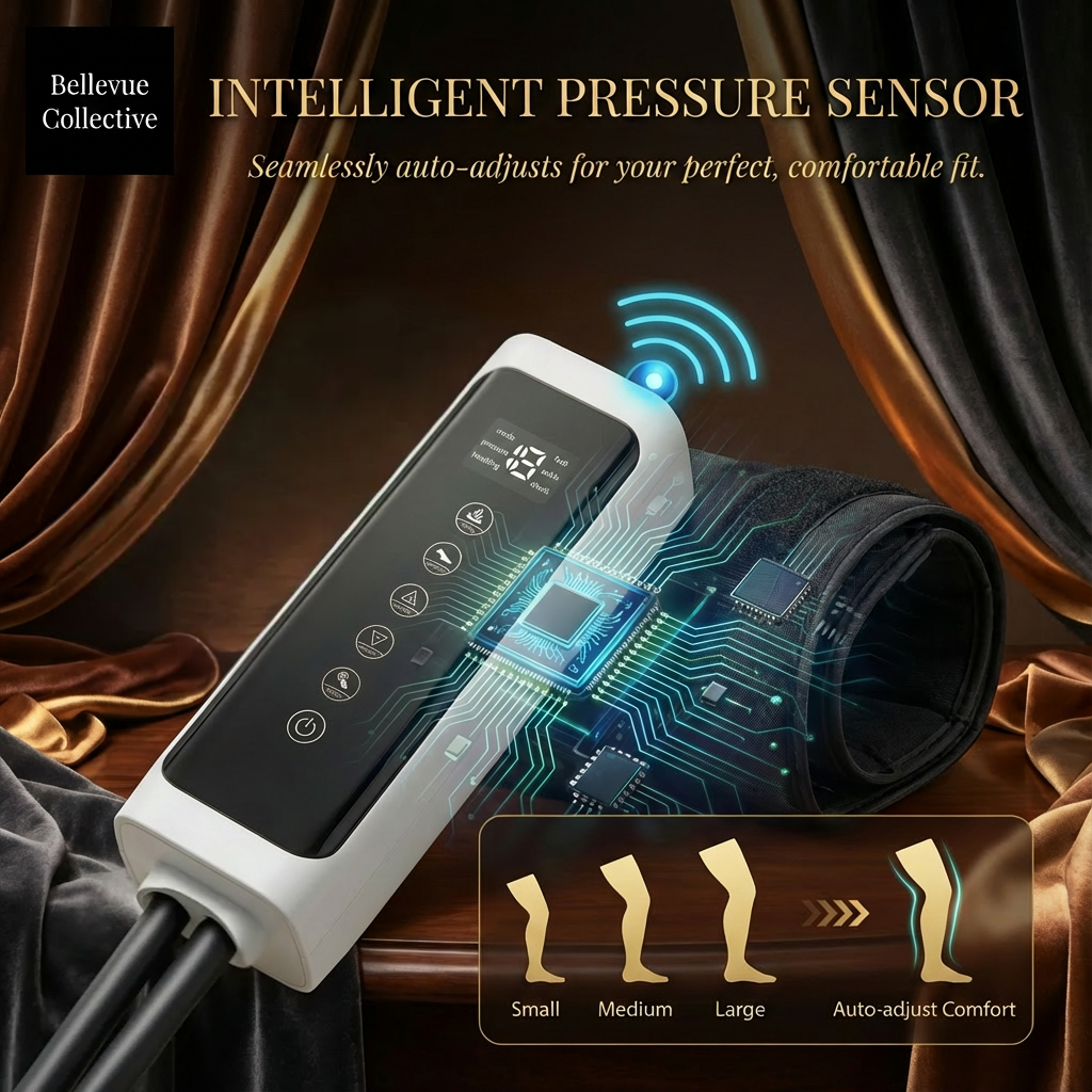 360° Air Compression Leg Massager Boots (Foot-to-Thigh) + Smart Pressure Sensor, 3 Modes & 3 Intensities