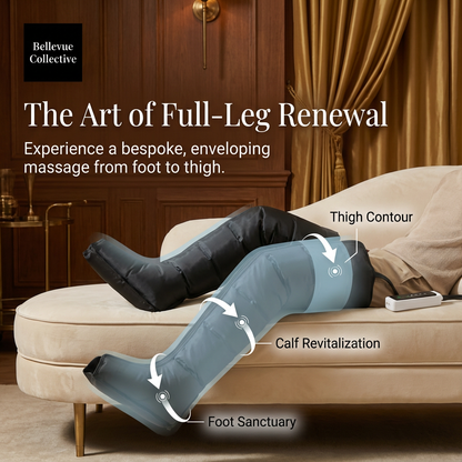 360° Air Compression Leg Massager Boots (Foot-to-Thigh) + Smart Pressure Sensor, 3 Modes & 3 Intensities