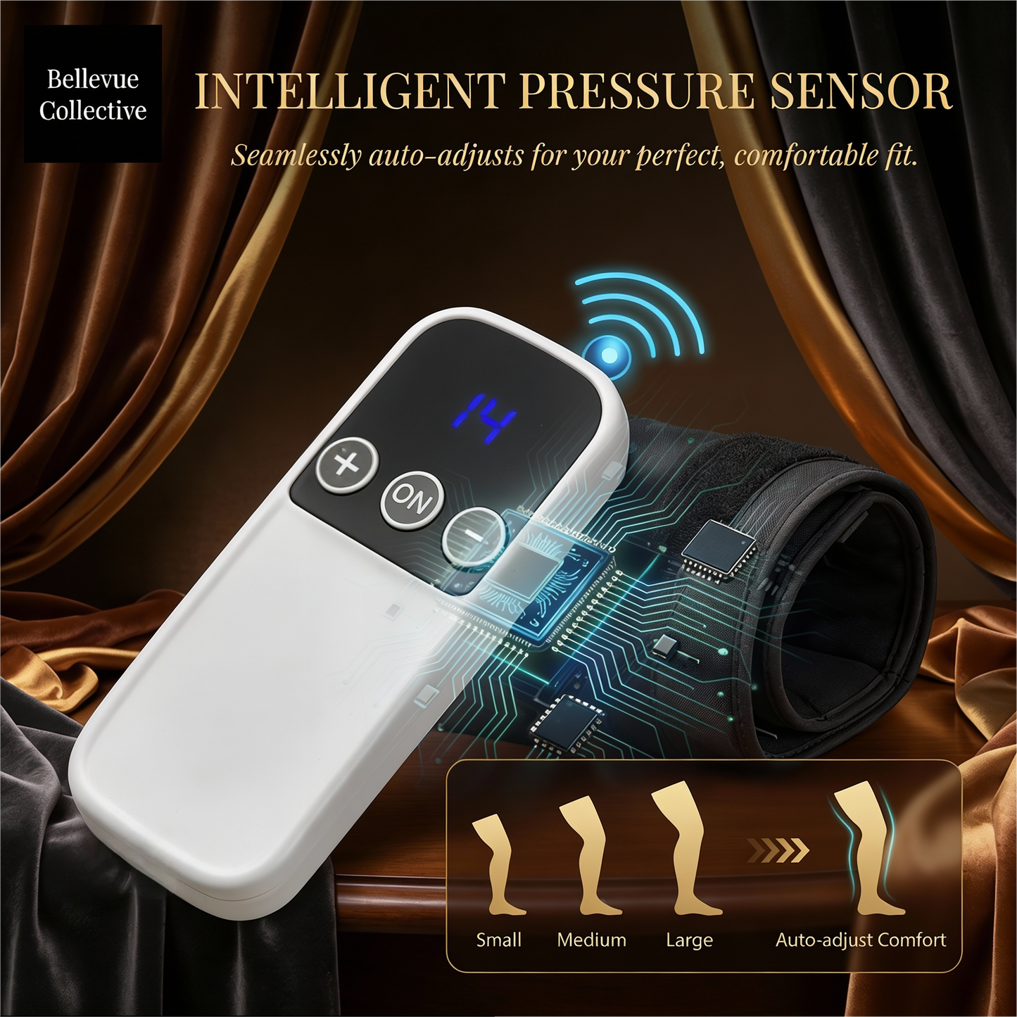 Wireless 360° Air Compression Leg Massager Boots (Foot-to-Thigh) + Smart Pressure Sensor, 3 Modes & 3 Intensities