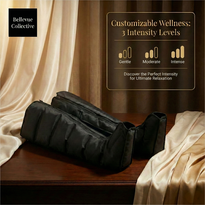 Wireless 360° Air Compression Leg Massager Boots (Foot-to-Thigh) + Smart Pressure Sensor, 3 Modes & 3 Intensities