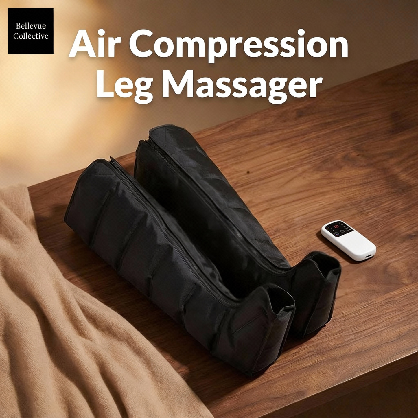 Wireless 360° Air Compression Leg Massager Boots (Foot-to-Thigh) + Smart Pressure Sensor, 3 Modes & 3 Intensities